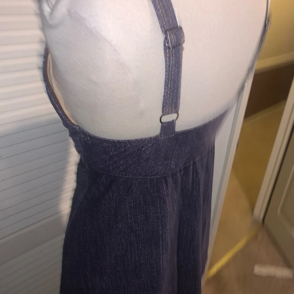 Denim & Co. Beach Denim Print Tankini Top Women’s size 12 A304226